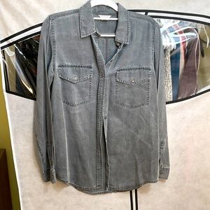 Club Monaco distressed gray button up shirt